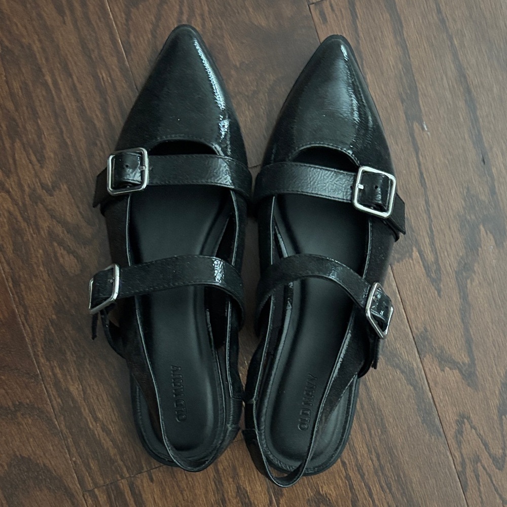 Old Navy Black Patent Flats with Buckle Detail